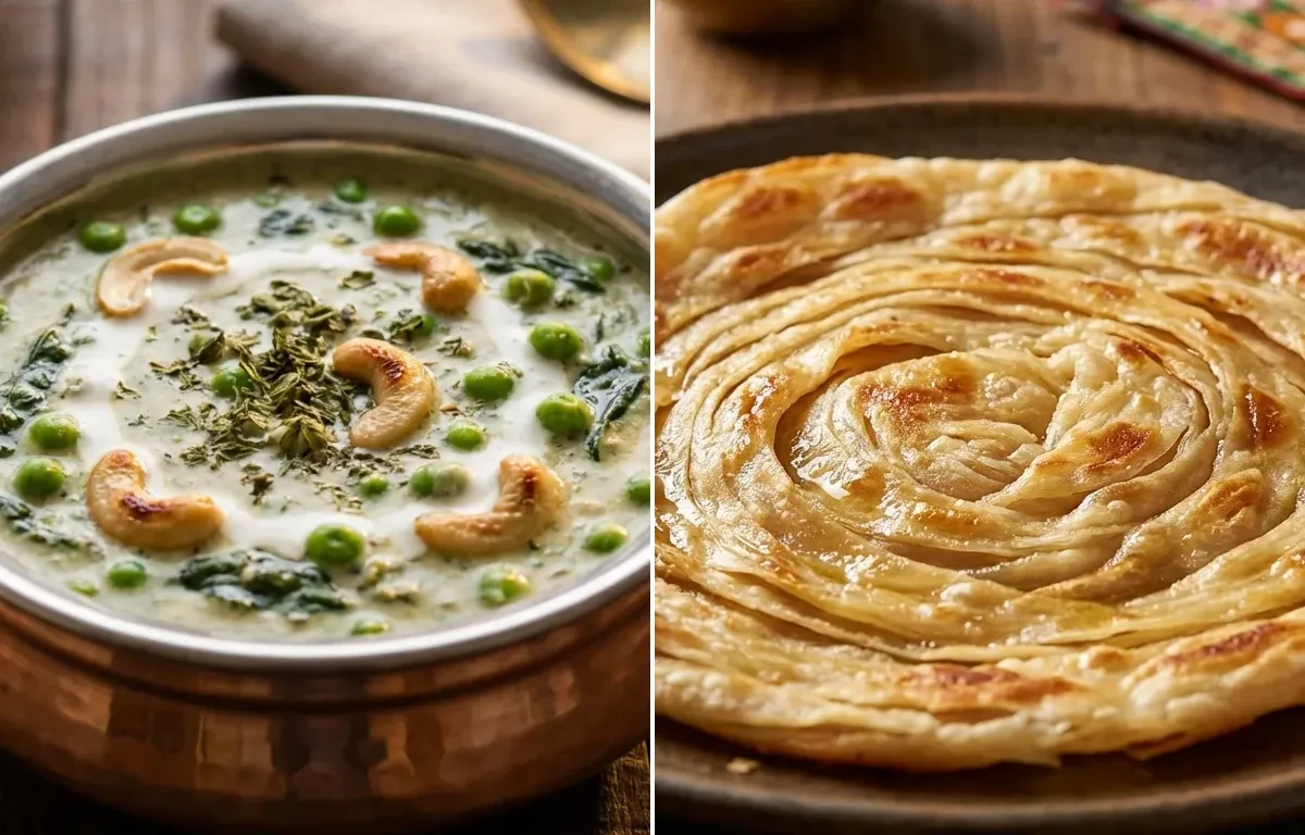 Methi Malai Matar with Laccha Paratha