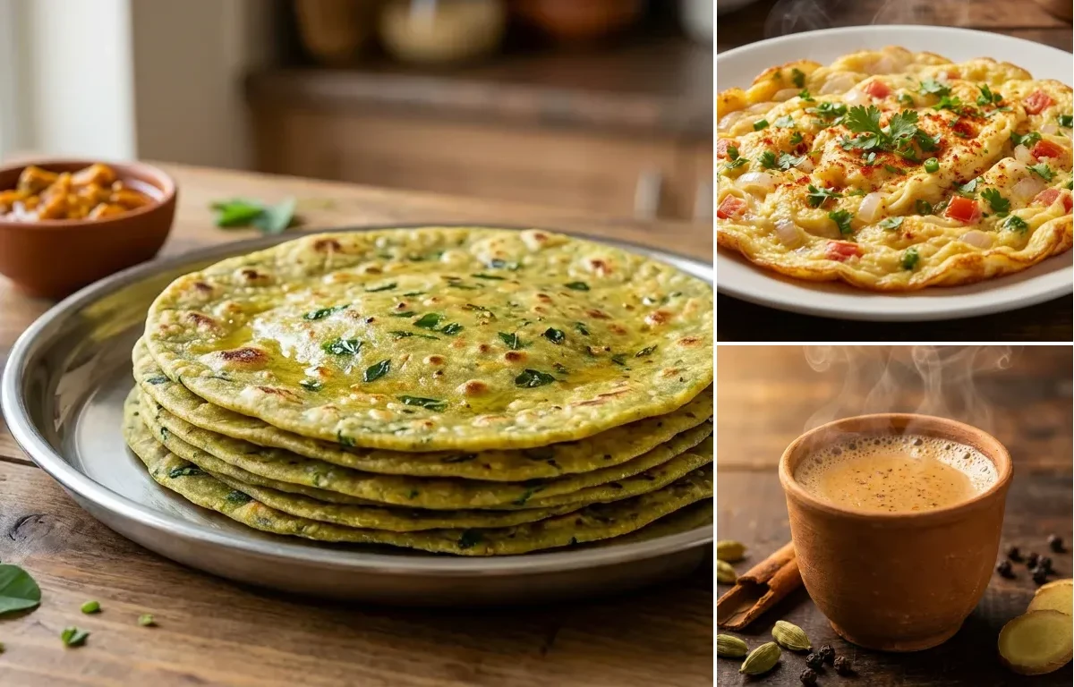 Methi Thepla with Masala Omelette