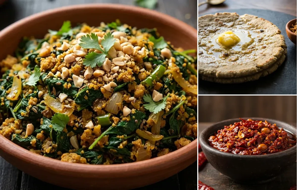 Methichi Bhaji with Bajra Bhakri and Lasun Chutney