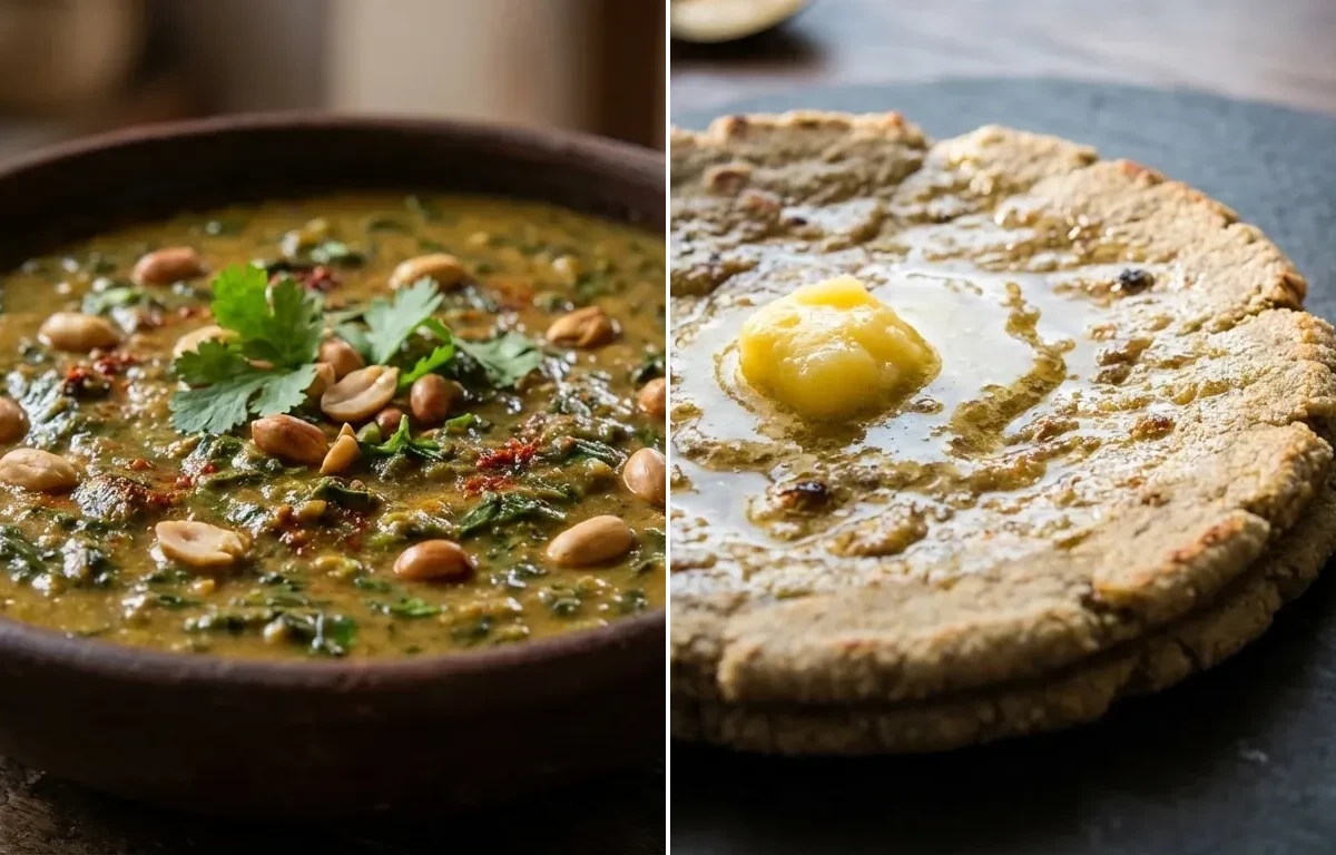 Methichi Patal Bhaji with Bajra Bhakri