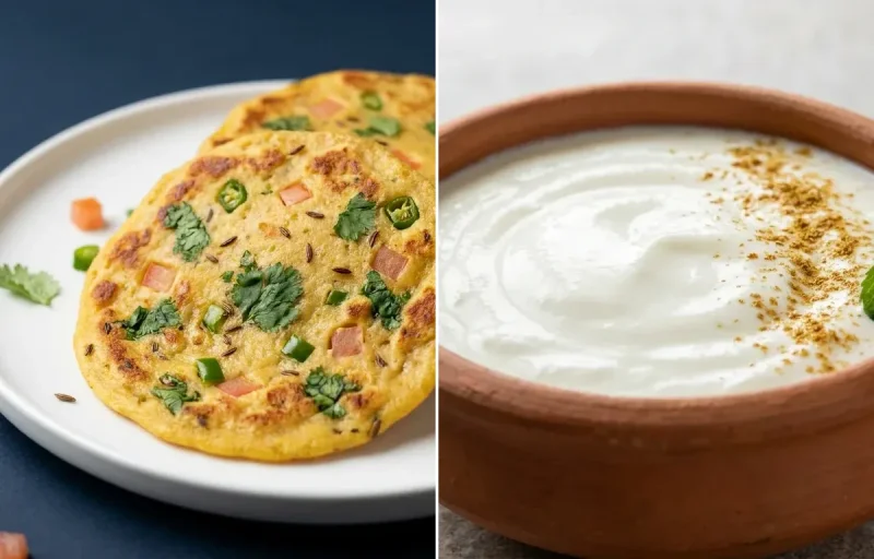 Mini Besan Chilla with Dahi with Papaya Boat
