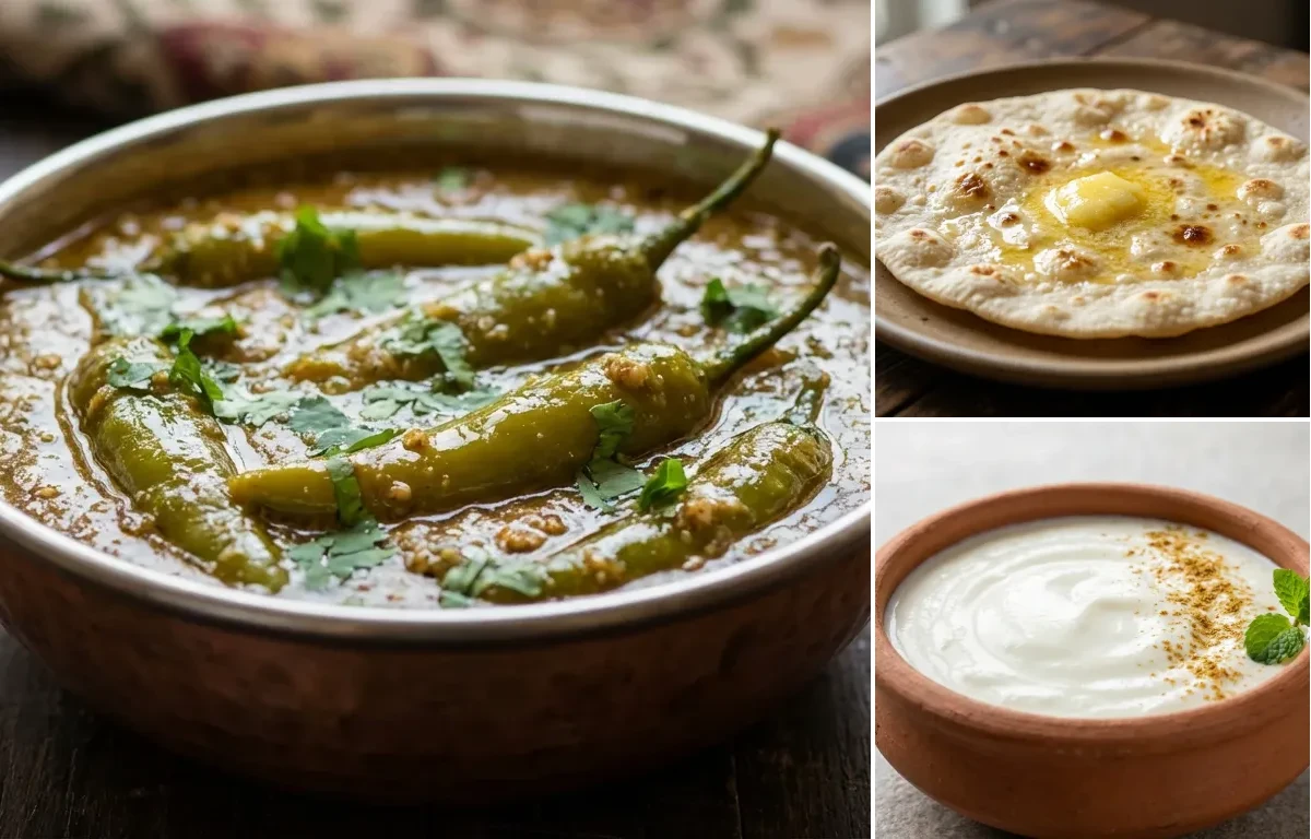 Mirchi ka Salan with Jowar Roti and Dahi
