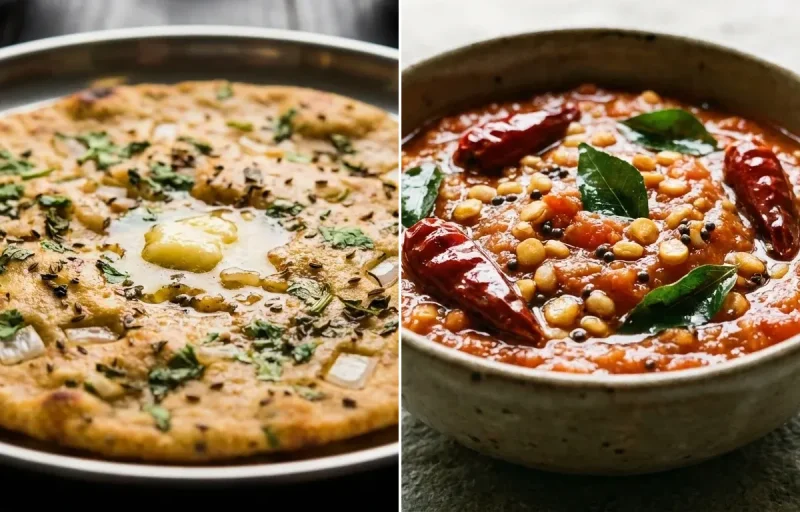 Missi Roti with Tomato Chutney