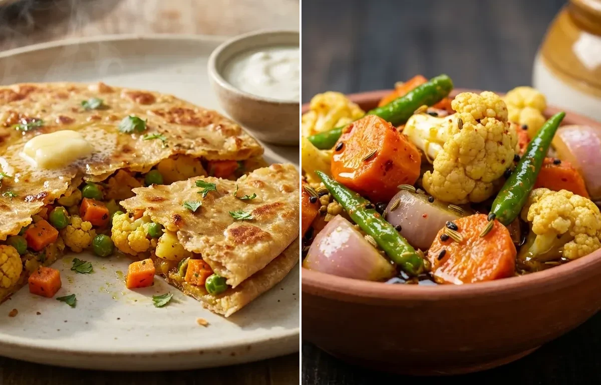 Mix Veg Paratha with Mixed Pickle