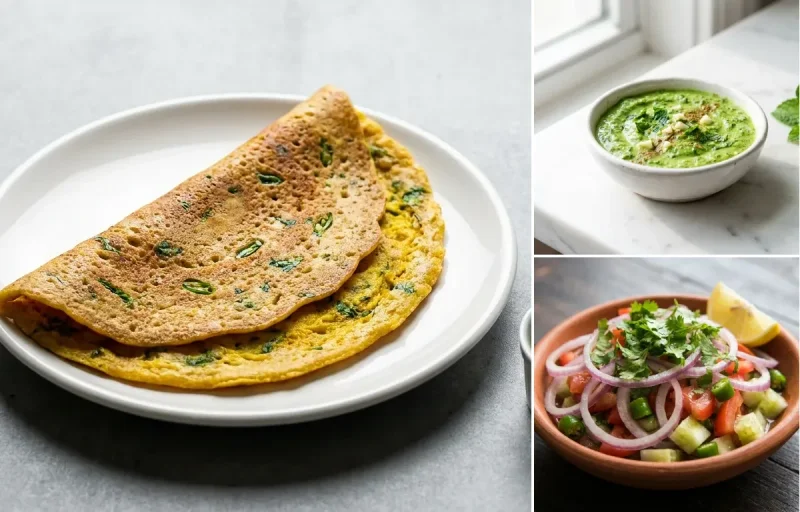 Mixed Dal Cheela + Mint Chutney