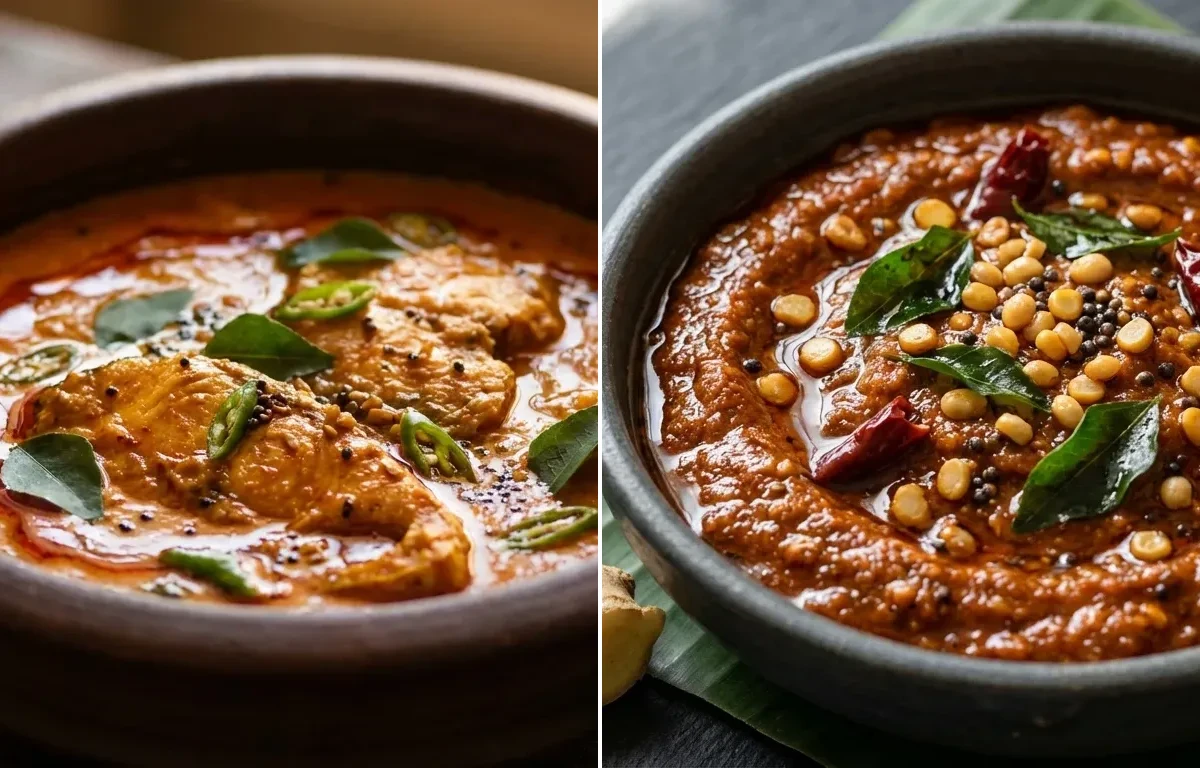 Mixed Dal Dosa with Fish Curry and Ginger Chutney
