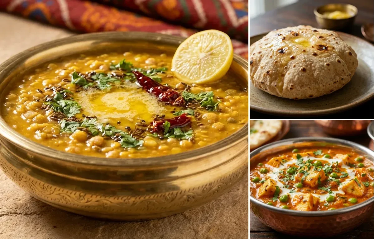 Mixed dal + Phulka + Matar paneer