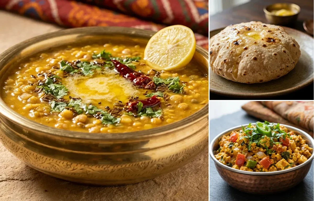 Mixed dal + Phulka + Paneer bhurji