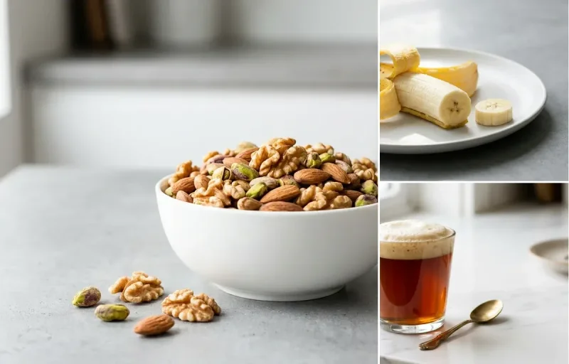 Mixed Nuts with Banana with Black Tea
