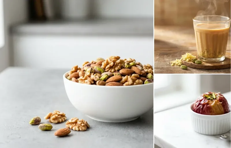 Mixed Nuts with Ginger Tea with Apple