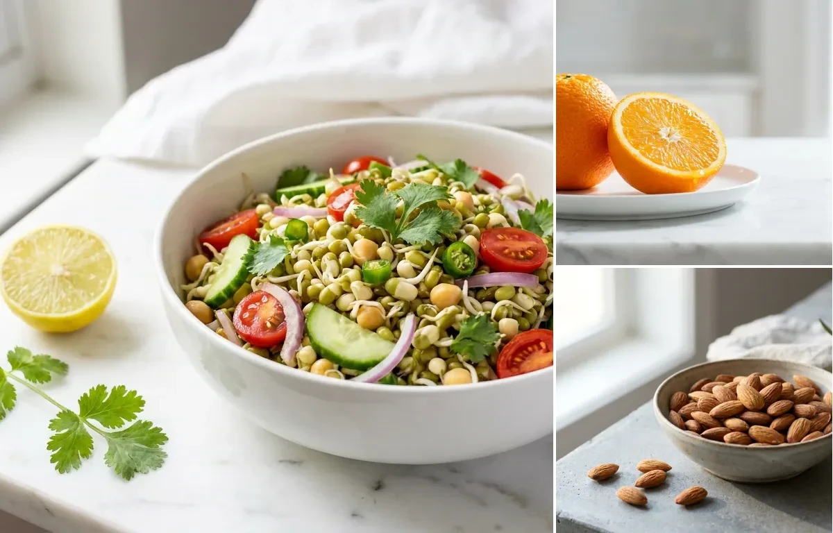 Mixed Sprouts Salad with Orange with Unsalted Almonds