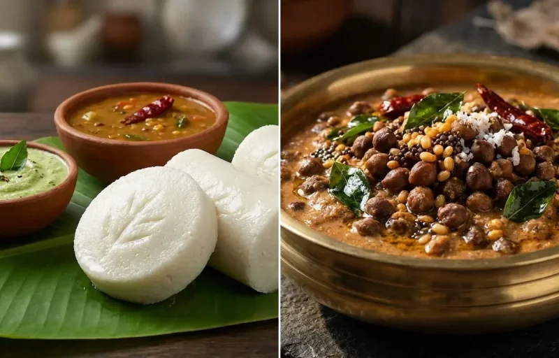Moode Idli with Kadale Gasi