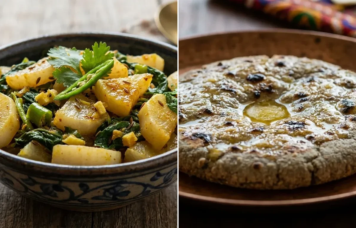 Mooli ki Sabzi with Bajra Roti