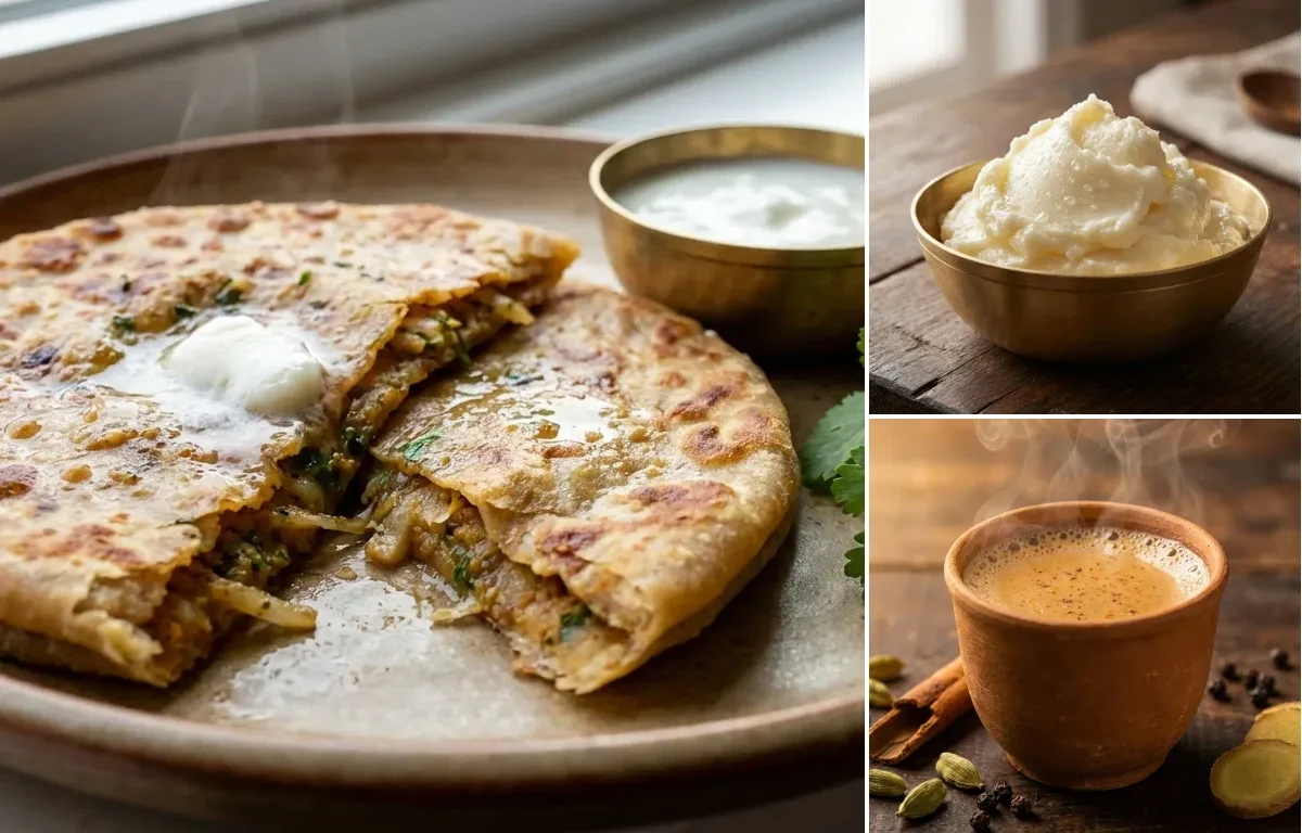 Mooli Paratha with White Butter