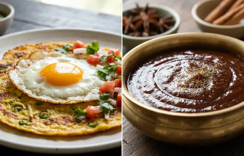 Moong Dal Cheela with Egg with Imli Chutney