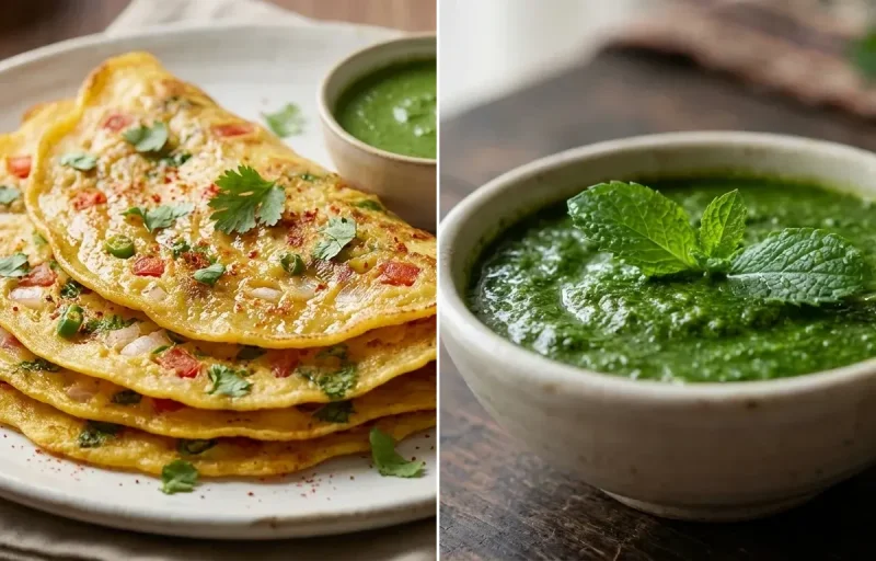 Moong Dal Chilla with Mint Chutney