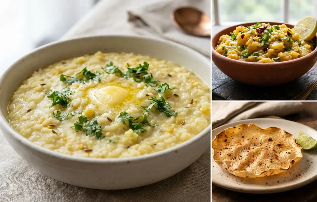 Moong Dal Khichdi with Aloo Chokha