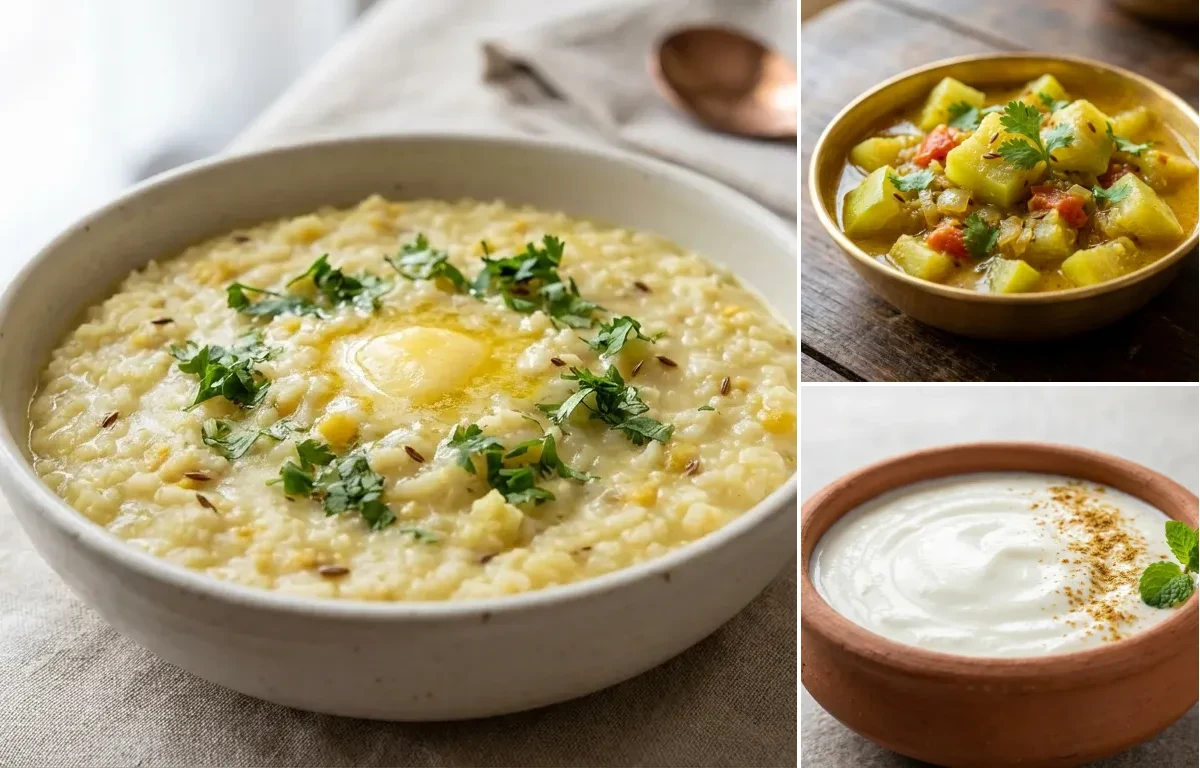 Moong Dal Khichdi with Lauki Sabzi with Dahi