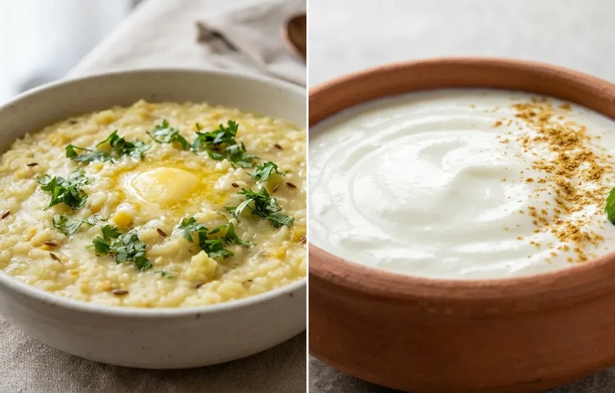 Moong Dal Khichdi with Papad with Dahi with Mango Pickle