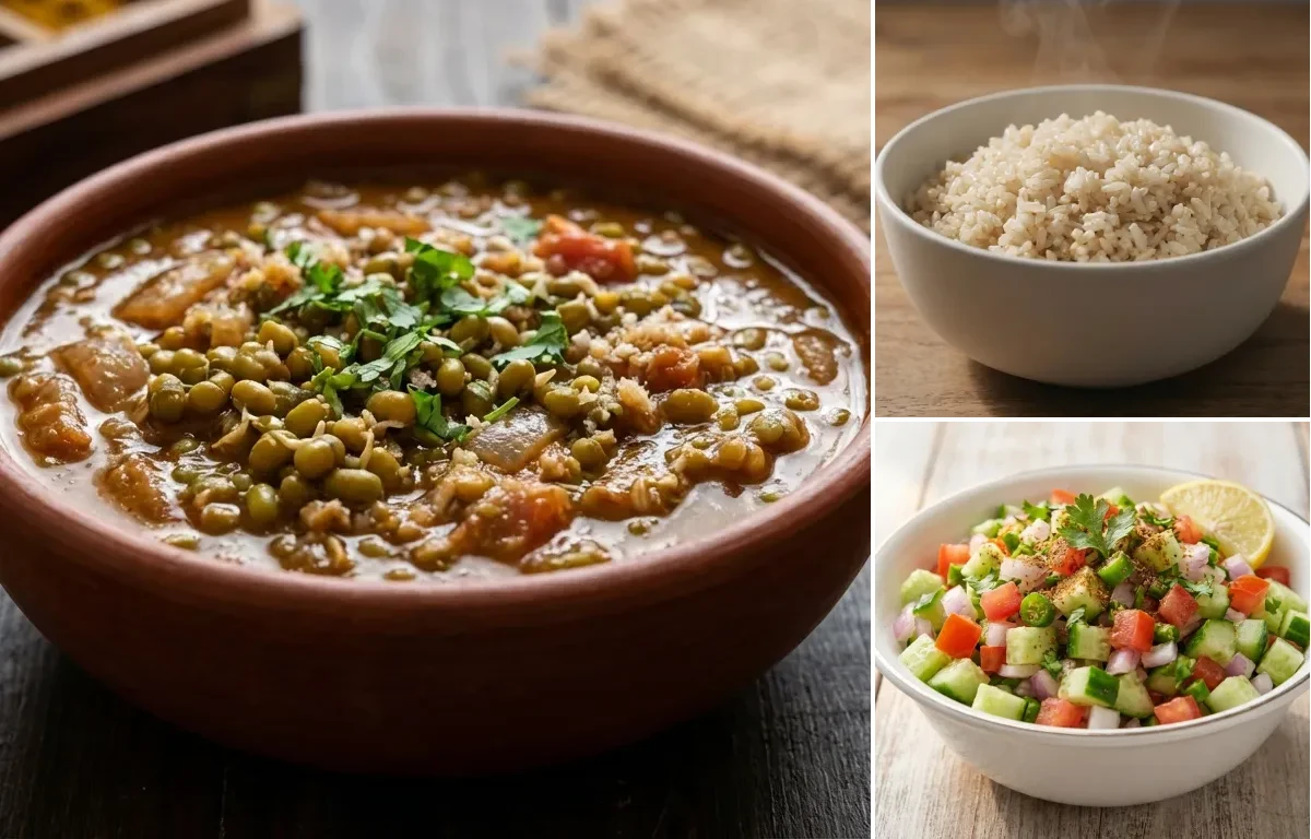 Moong Gathi with Brown Rice and Kachumber