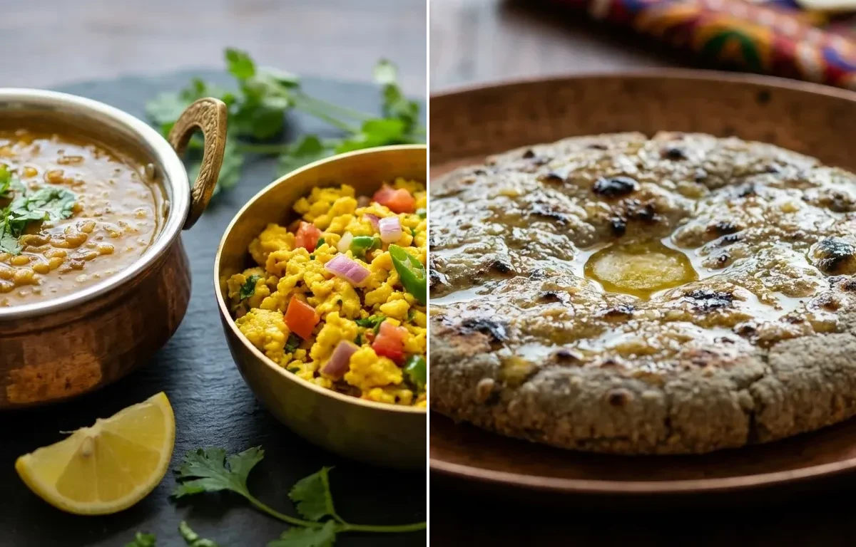 Moth Dal with Egg Bhurji with Bajra Roti