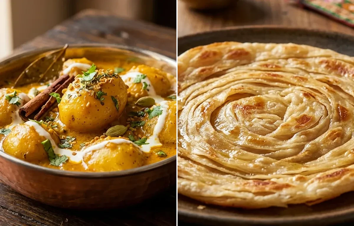 Mughlai Aloo Dum with Laccha Paratha