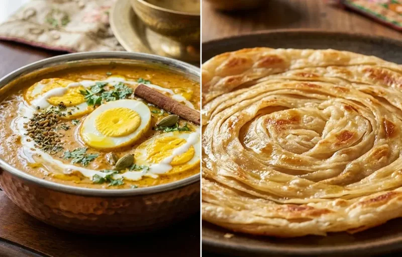 Mughlai Anda Curry with Laccha Paratha
