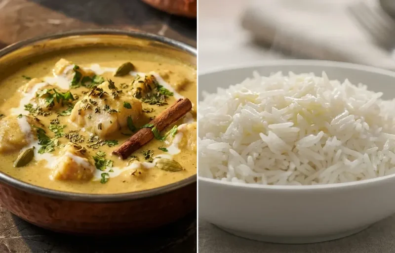 Mughlai Fish Curry with Steamed Basmati Rice