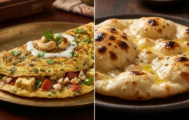 Mughlai Omelette with Khamiri Roti