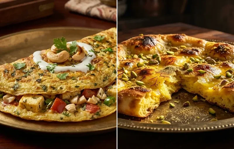 Mughlai Omelette with Toasted Sheermal