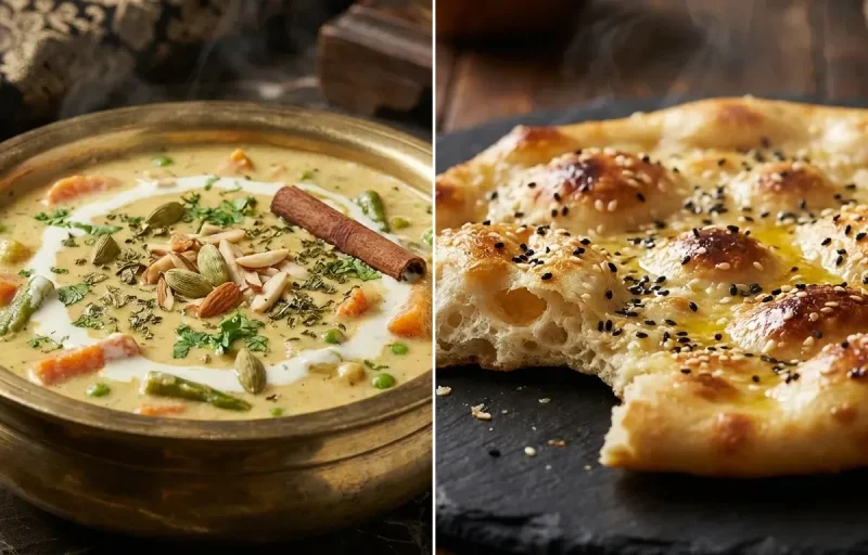 Mughlai Vegetable Korma with Roghni Naan