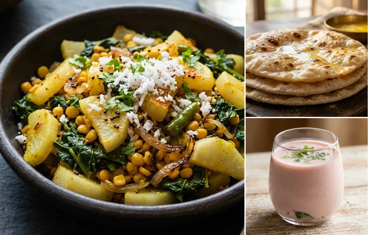 Mulyachi Bhaji with Chapati and Sol Kadhi