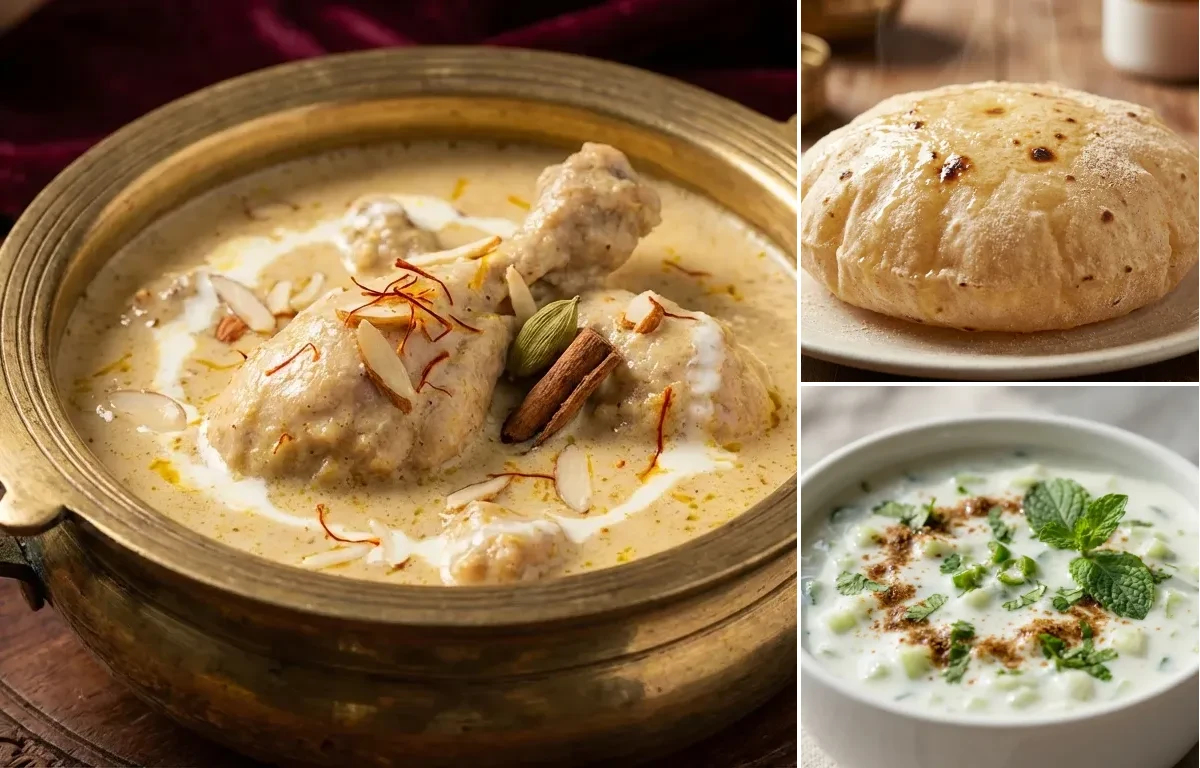 Murg-e-Sultani with Phulka and Cucumber Raita