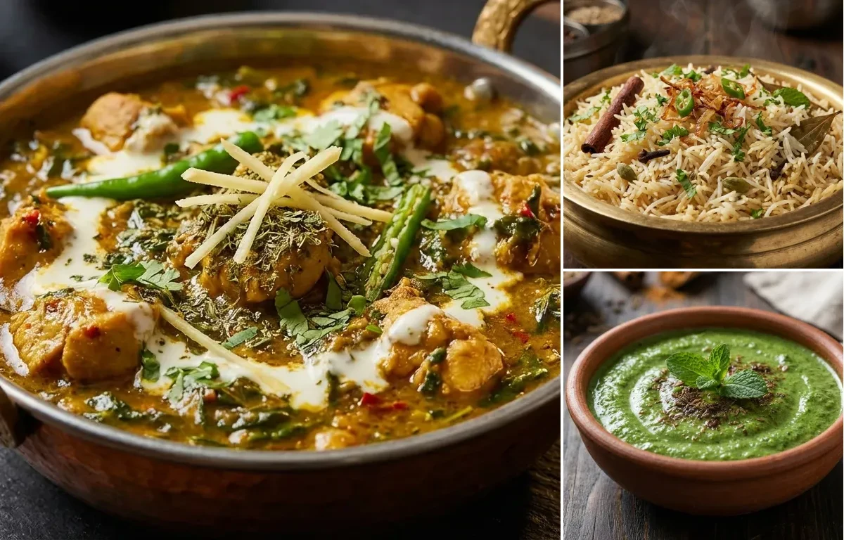 Murgh Methi with Bagara Khana and Dahi ki Chutney