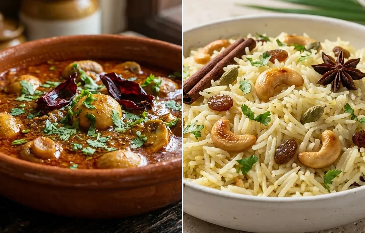 Mushroom Ambotik with Goan Coconut Rice