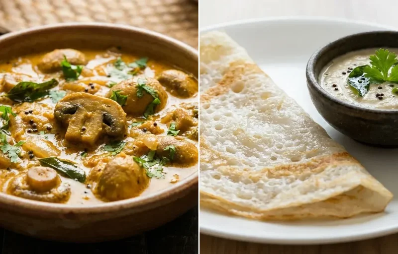 Mushroom Gashi with Neer Dosa