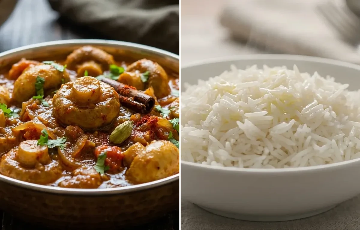Mushroom Iguru with Steamed Basmati Rice