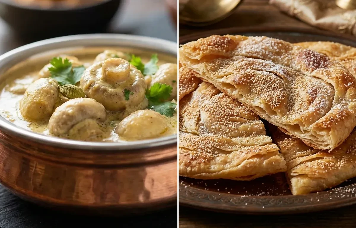 Mushroom Korma with Bakarkhani