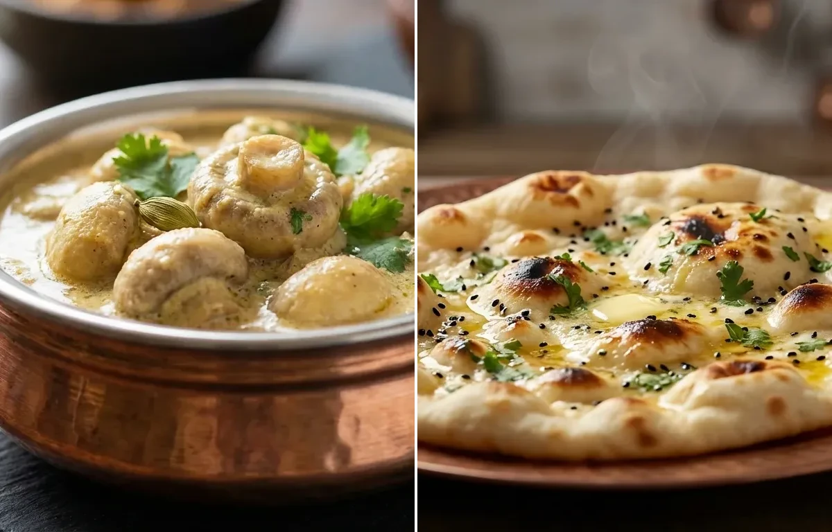 Mushroom Korma with Butter Naan