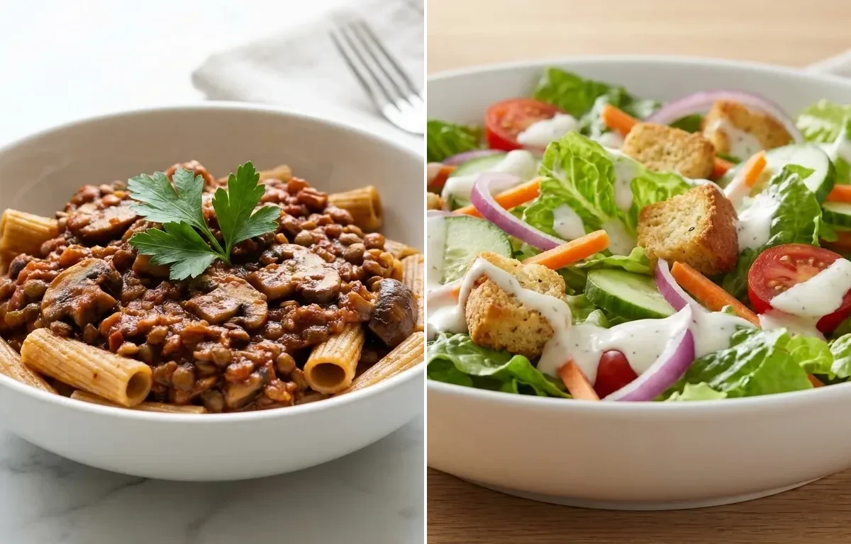 Mushroom Lentil Ragu over Pasta