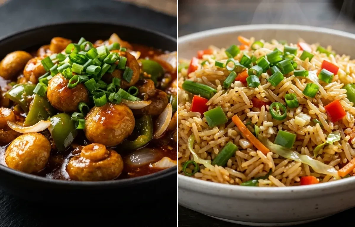 Mushroom Manchurian Gravy with Veg Fried Rice