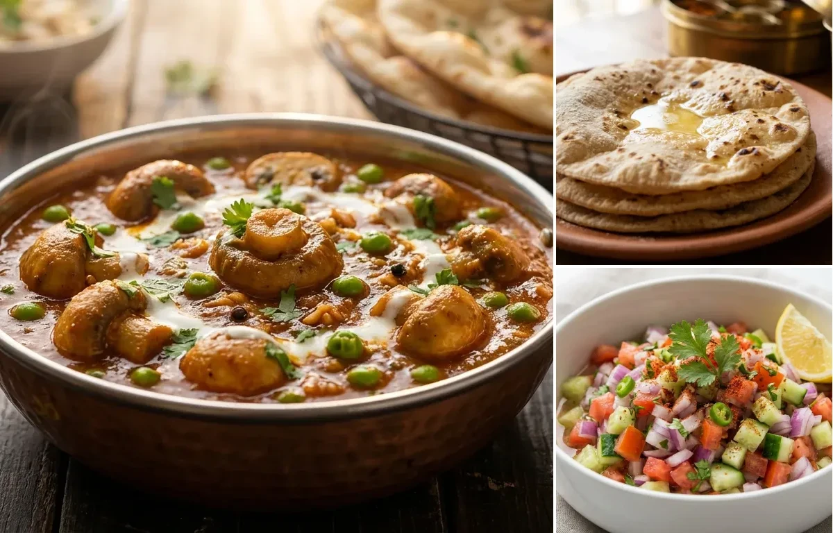 Mushroom Matar with Roti