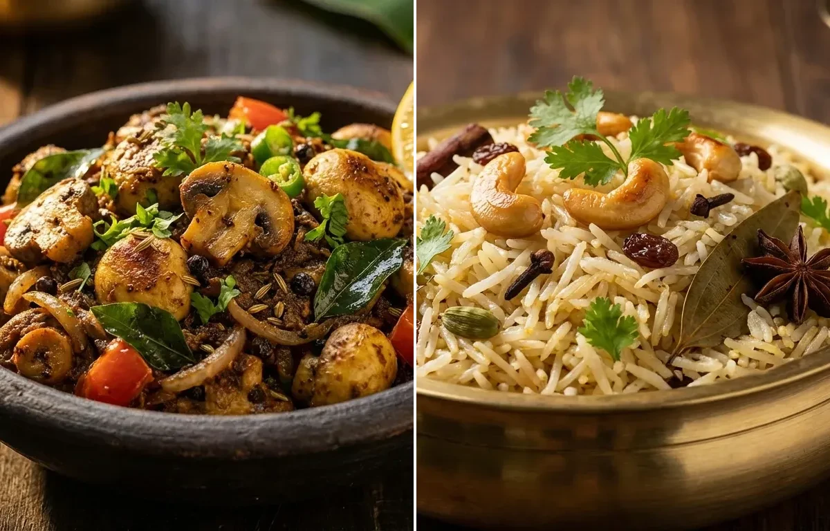 Mushroom Pepper Fry with Ghee Rice