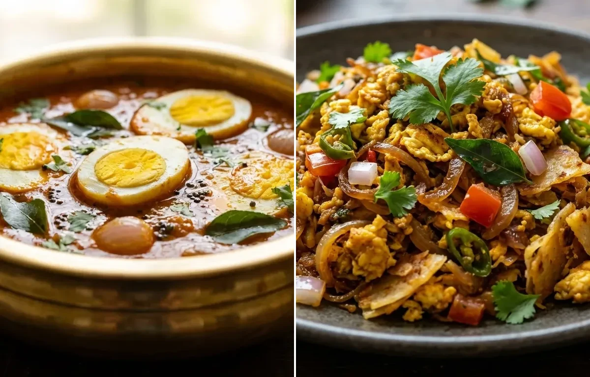 Muttai Kuzhambu with Egg Kothu Parotta