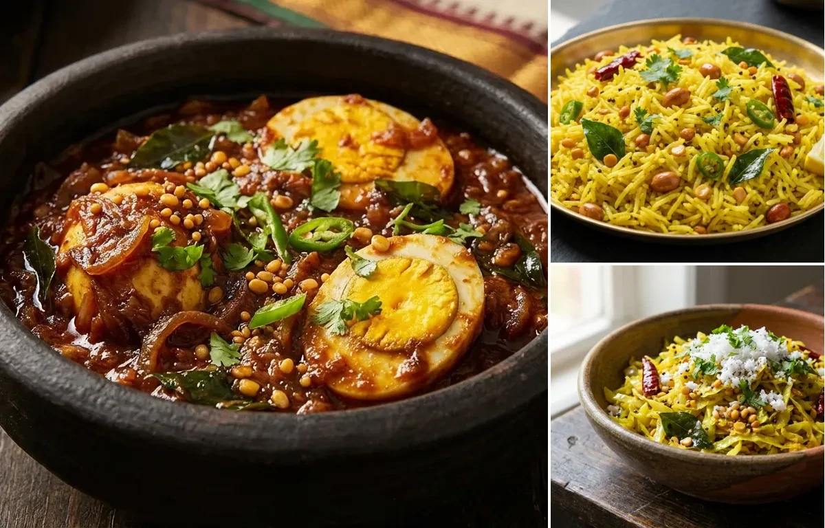 Muttai Thokku with Lemon Rice and Cabbage Poriyal
