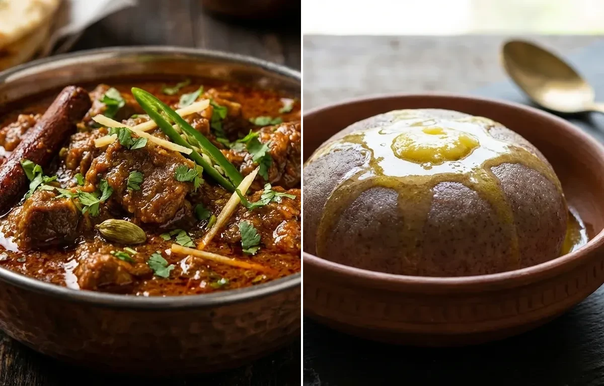 Mutton Boti Curry with Ragi Sankati
