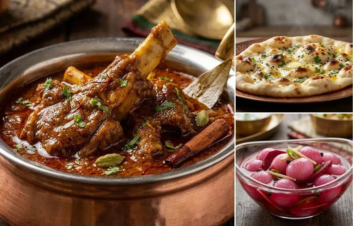 Mutton Chaap with Butter Naan and Sirke Wale Pyaaz