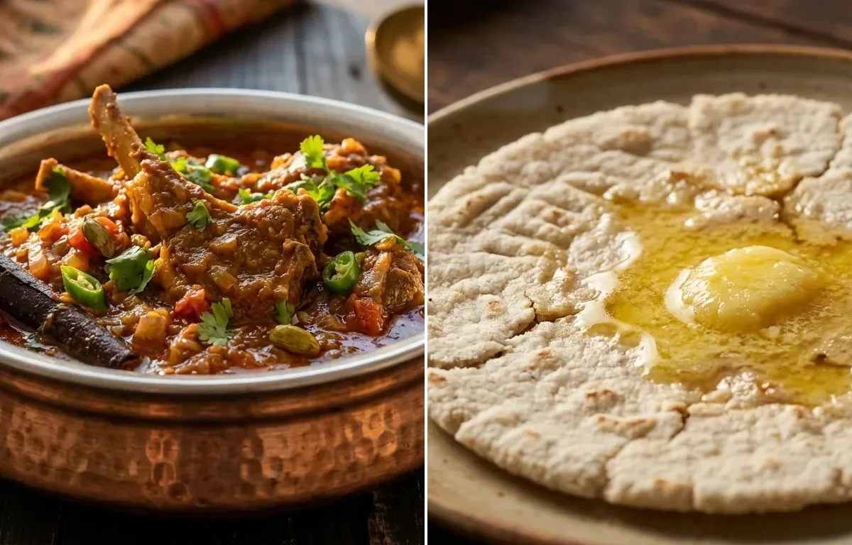 Mutton Chops Masala with Jowar Bhakri