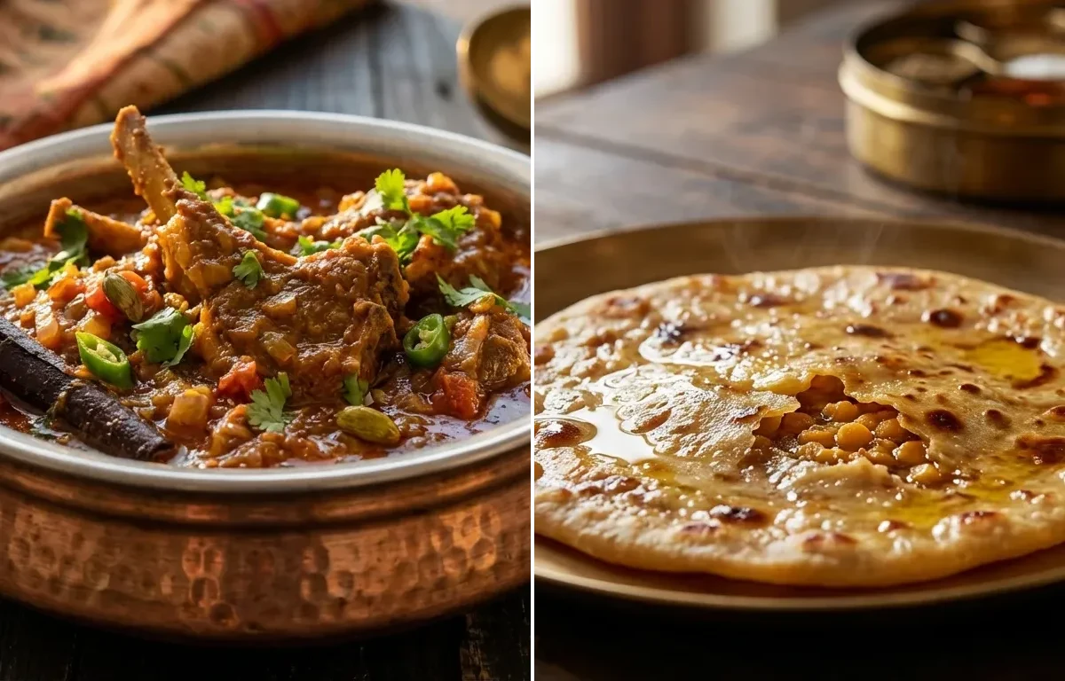 Mutton Chops Masala with Puran Poli