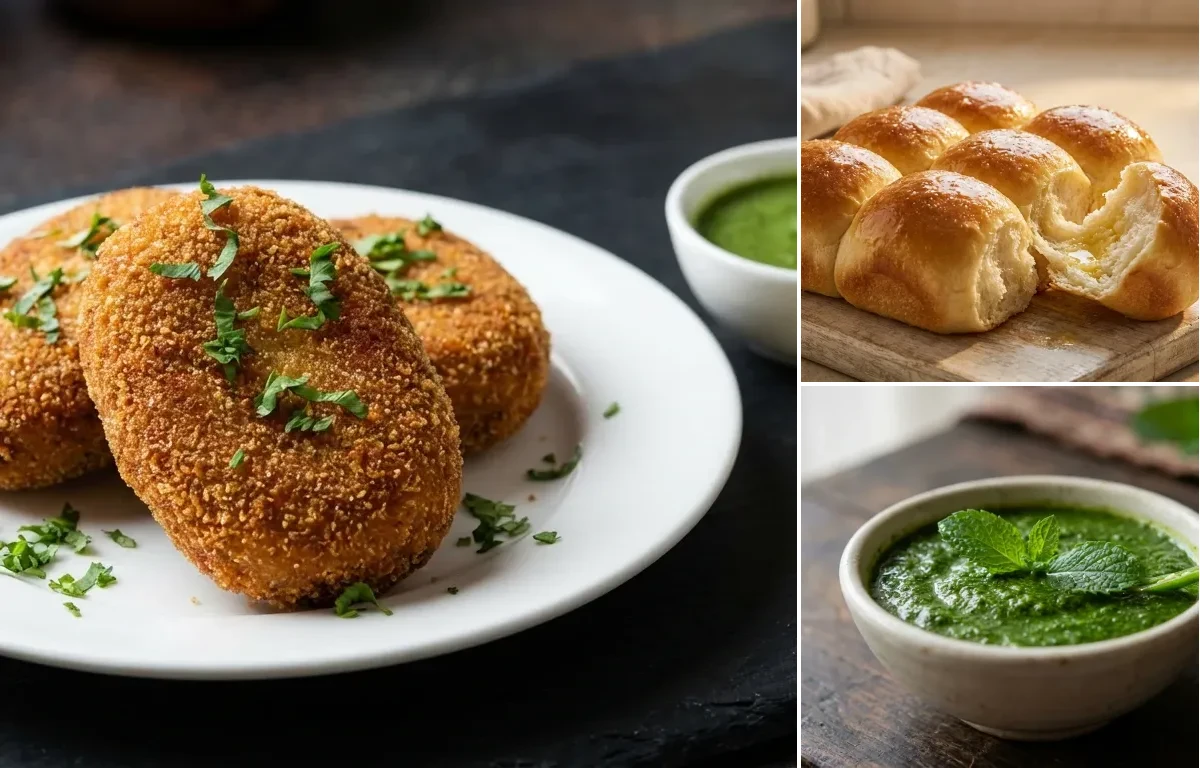 Mutton Cutlet with Ladi Pav and Mint Chutney